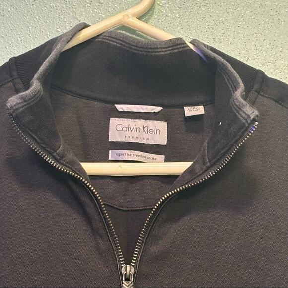 Calvin Klein Men’s Premium Zip Up Collared Black Bomber Jacket With Side Pockets - Picture 2 of 7